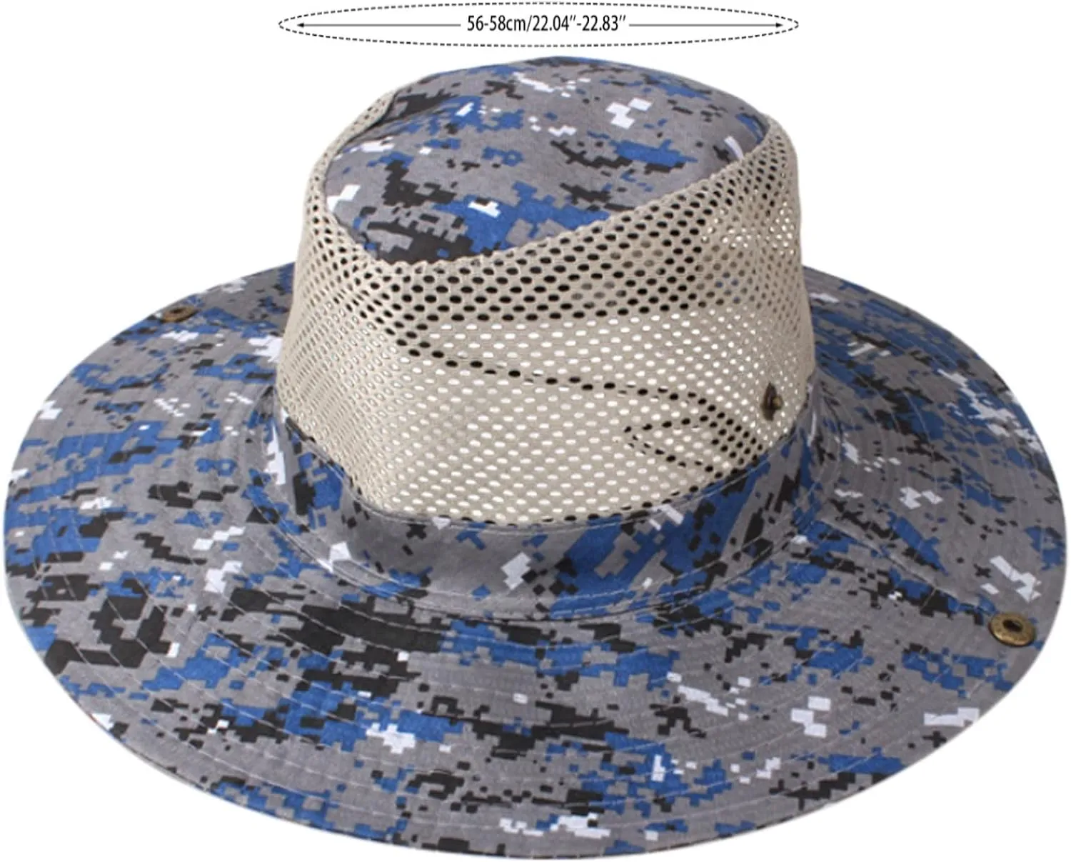 Unisex Mesh Camouflage Sun Hat Wide Brim Hat Panama Fedora Drawstring Foldable Lightweight Fishing Hat Retro Travel