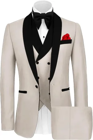 Wangyue Mens Tuxedo Suit for Men 3 Piece Suit Men Slim Fit Suits One Button Shawl Lapel Wedding Suit Tuxedos Prom Suit