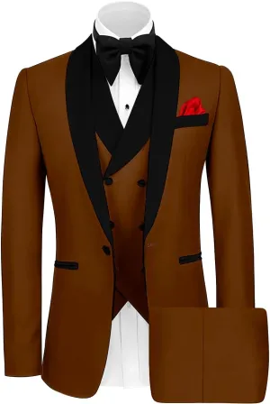 Wangyue Mens Tuxedo Suit for Men 3 Piece Suit Men Slim Fit Suits One Button Shawl Lapel Wedding Suit Tuxedos Prom Suit