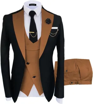 Wangyue Tuxedo for Men 3 Piece Men's Suits Slim Fit Mens Suit Double Breasted Tux Blazer Vest Pants Wedding Suits Man