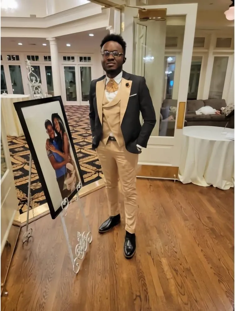 Wangyue Tuxedo for Men 3 Piece Men's Suits Slim Fit Mens Suit Double Breasted Tux Blazer Vest Pants Wedding Suits Man