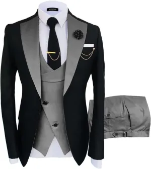 Wangyue Tuxedo for Men 3 Piece Men's Suits Slim Fit Mens Suit Double Breasted Tux Blazer Vest Pants Wedding Suits Man