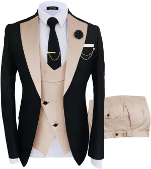 Wangyue Tuxedo for Men 3 Piece Men's Suits Slim Fit Mens Suit Double Breasted Tux Blazer Vest Pants Wedding Suits Man