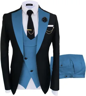 Wangyue Tuxedo for Men 3 Piece Men's Suits Slim Fit Mens Suit Double Breasted Tux Blazer Vest Pants Wedding Suits Man