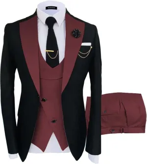 Wangyue Tuxedo for Men 3 Piece Men's Suits Slim Fit Mens Suit Double Breasted Tux Blazer Vest Pants Wedding Suits Man
