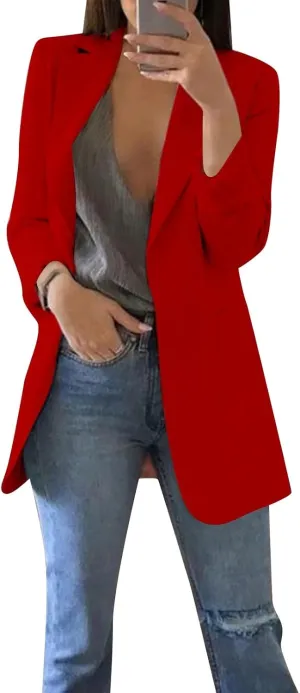 WANZZXCSL Womens Casual Blazers Business Casual Dressy Long Sleeve Lightweight Jackets Spring Summer Cardigan Work Suit