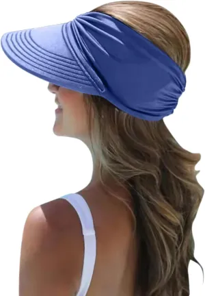 Wide Brim Baseball Hats for Womens Summer Soft Packable Foldable Ponytail Ladies Outdoor Travel Sun Protection Beach Hats