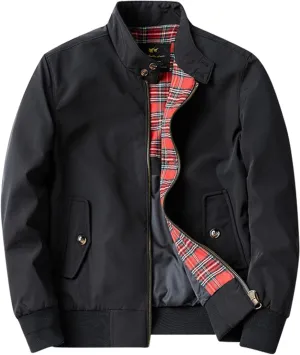 Windbreaker Men, Men's Sports Shell Jacket Plaid Lightweight Windbreaker Outdoor Recreation Coat with Zipper Pockets