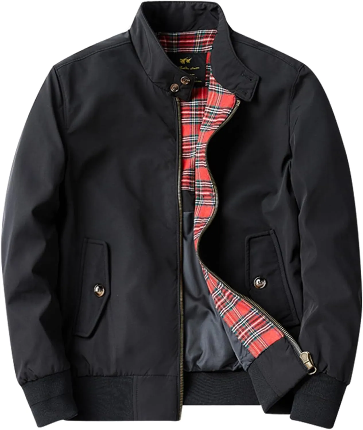 Windbreaker Men, Men's Sports Shell Jacket Plaid Lightweight Windbreaker Outdoor Recreation Coat with Zipper Pockets