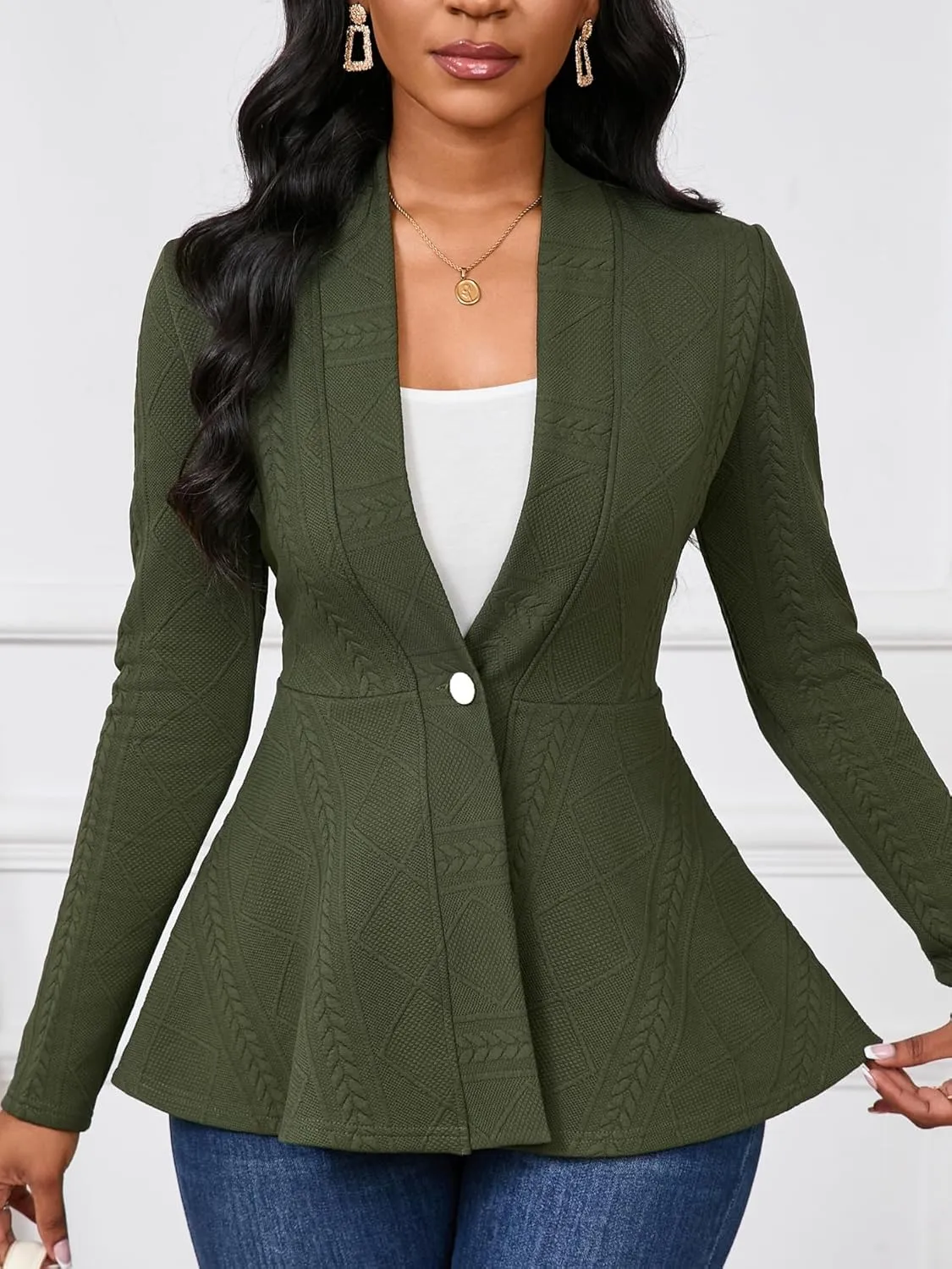 Women Casual Blazers Button Knit Lightweight Business Cardigan Jackets Blazer for Work