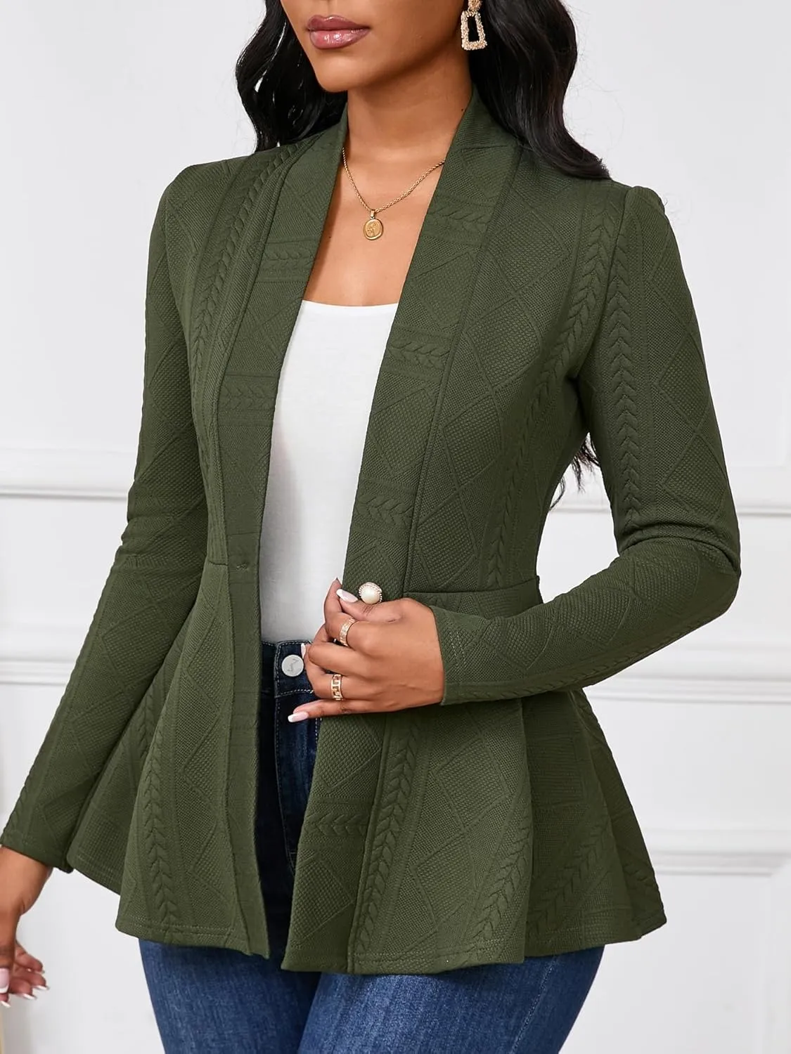 Women Casual Blazers Button Knit Lightweight Business Cardigan Jackets Blazer for Work