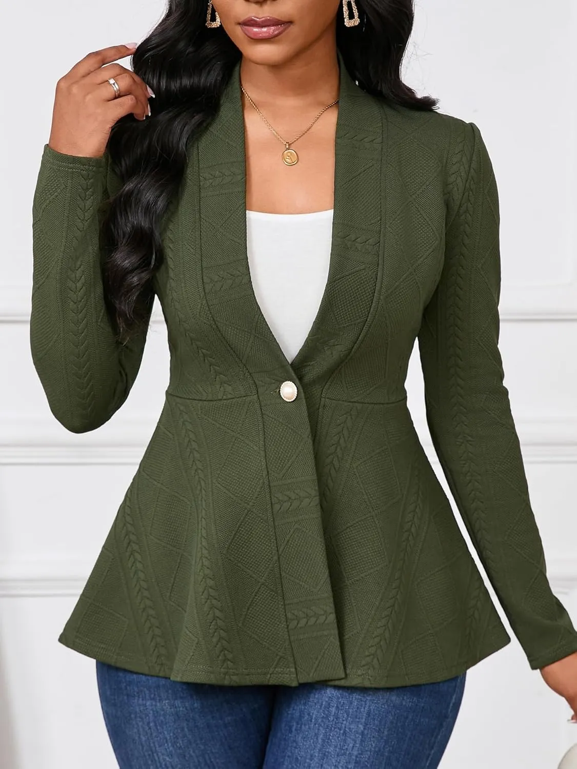 Women Casual Blazers Button Knit Lightweight Business Cardigan Jackets Blazer for Work