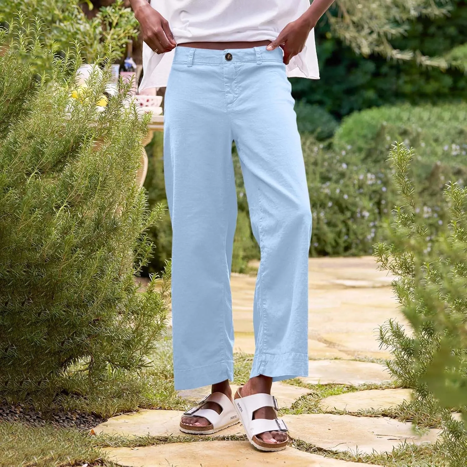 Women Causal Pants Wide Leg high Waist Trousers Daily Solid Color Pocket Straight Leggings Pants Casual Jeans
