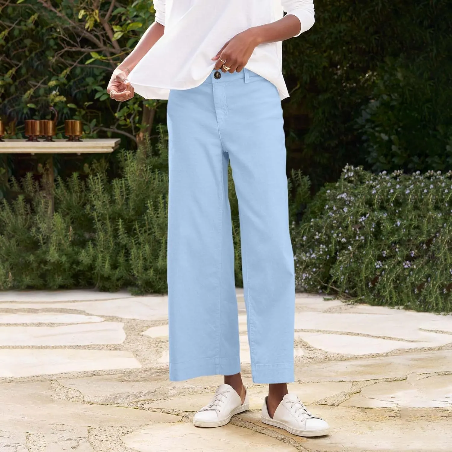 Women Causal Pants Wide Leg high Waist Trousers Daily Solid Color Pocket Straight Leggings Pants Casual Jeans