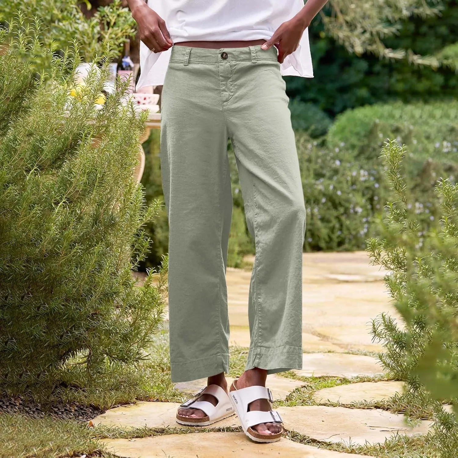 Women Causal Pants Wide Leg high Waist Trousers Daily Solid Color Pocket Straight Leggings Pants Casual Jeans