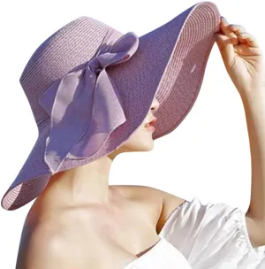 Women Fashion Sun Straw Hat Wide Brim Roll Up Lounce Beach Bowknot Floppy UV Protection Beach Travel Camping Foldable