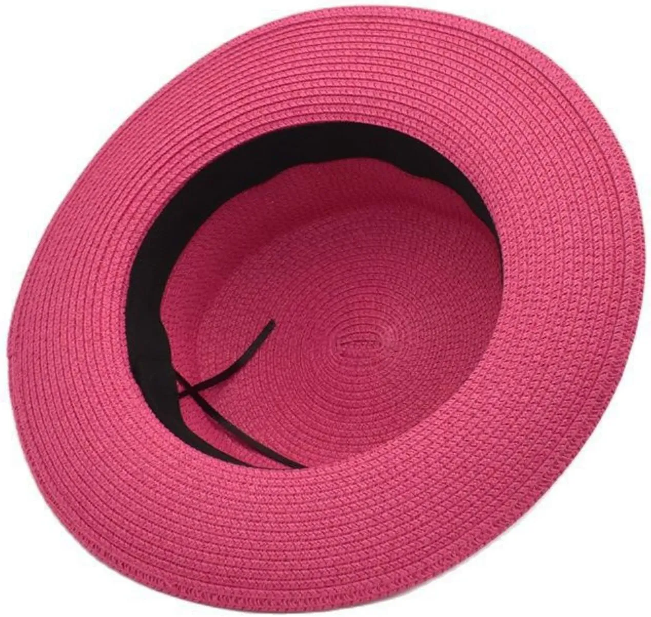Women Straw Wide Brim Bucket Hat Solid Colors Breathable Sun Hats Beach Vacation Travel Fisherman Cap