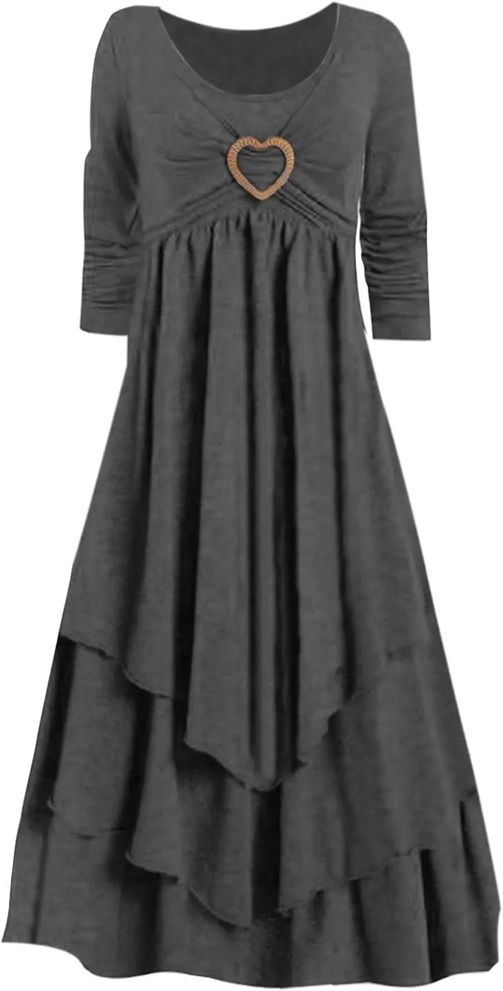Women Summer Short Sleeve Midi Dress with Pockets Casual Aline Flowy Tshirt Dress Floral Vocation Beach Sundress