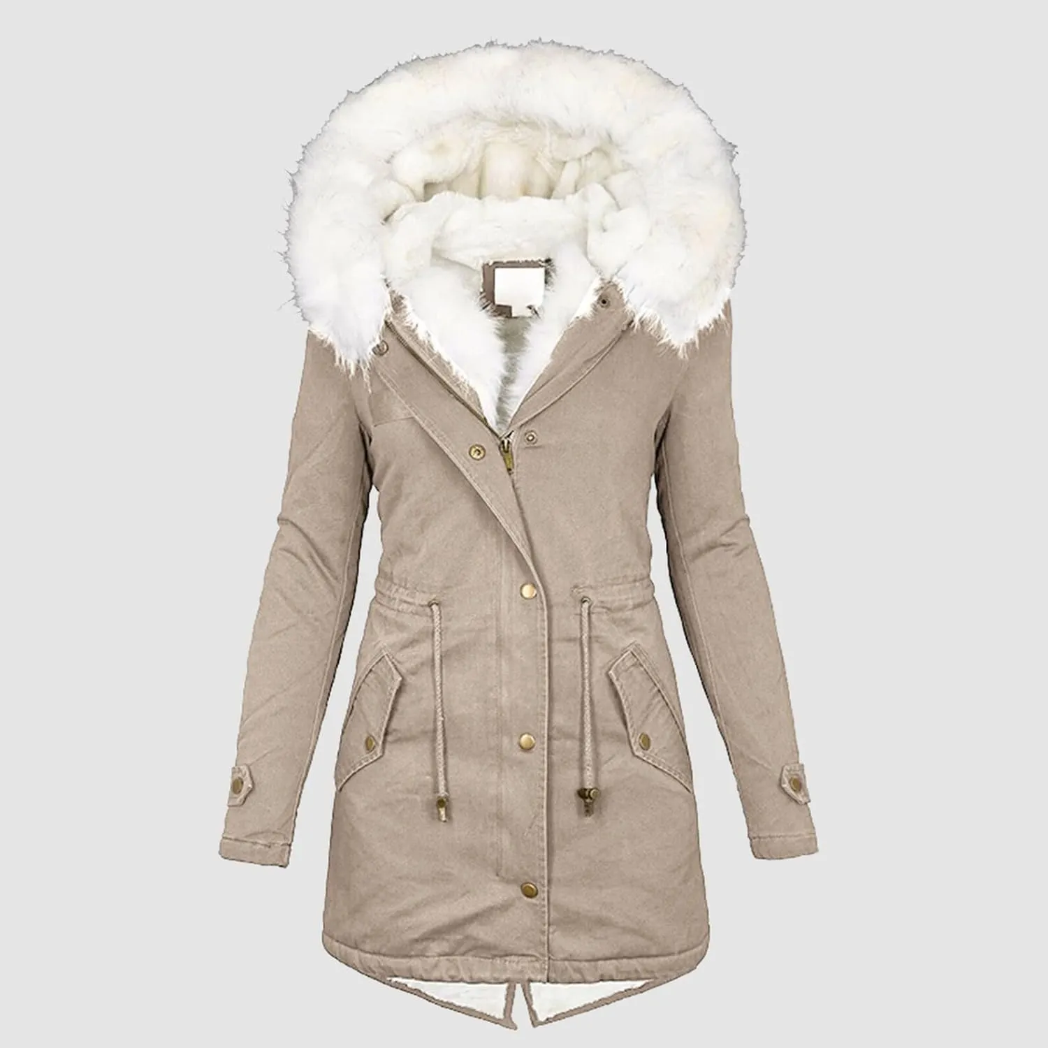 Women Winter Warm Coats Thicken Hooded Sherpa Lined Parka Military Safari Anorak Jackets Outdoor Faux Fur Down Puffer Jacket