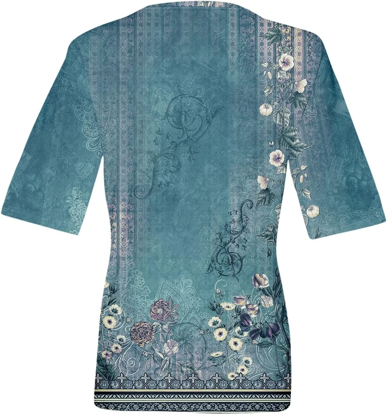 Womens 2024 Summer Half Sleeve Tops Casual V Neck Summer Shirts Loose Fit Elbow Length Sleeve Blouses