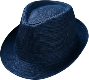 Womens and Mens Classic Manhattan Hats Summer Trilby Fedora Short Brim Panama Jazz Hats Beach Sun Protection Hats fot Unisex