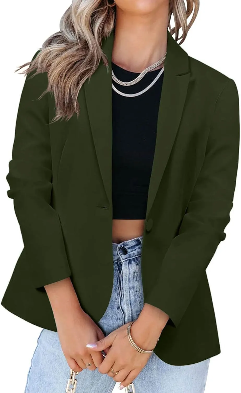 Womens Blazers for Work Casual Open Front Blazer Long Sleeve Work Office Jacket Lapel Collar Cardigan Jacket
