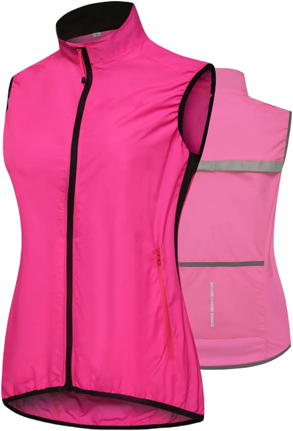 Womens Breathable Running Jacket, Sleeveless Windbreakers High Reflective Running Vest