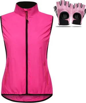 Womens Breathable Running Jacket, Sleeveless Windbreakers High Reflective Running Vest