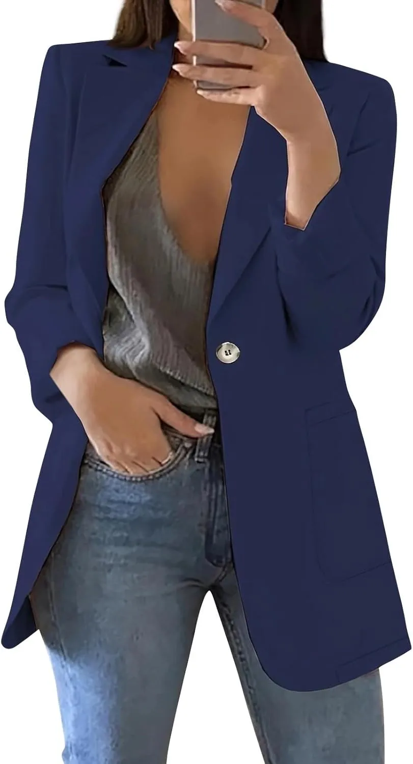 Womens Casual Blazers 2024 Winter Open Front Long Sleeve Work Office Suit Jackets Blazer