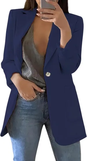 Womens Casual Blazers 2024 Winter Open Front Long Sleeve Work Office Suit Jackets Blazer
