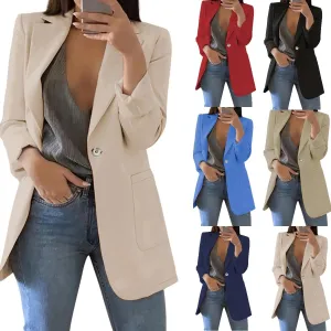 Womens Casual Blazers 2024 Winter Open Front Long Sleeve Work Office Suit Jackets Blazer