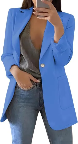 Womens Casual Blazers 2024 Winter Open Front Long Sleeve Work Office Suit Jackets Blazer