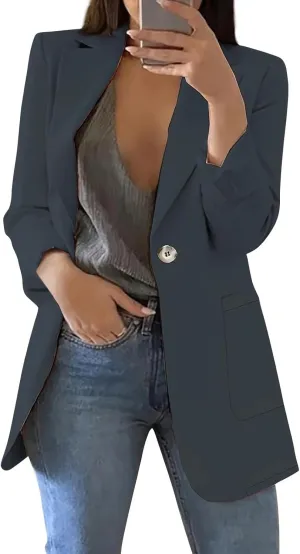 Womens Casual Blazers 2024 Winter Open Front Long Sleeve Work Office Suit Jackets Blazer