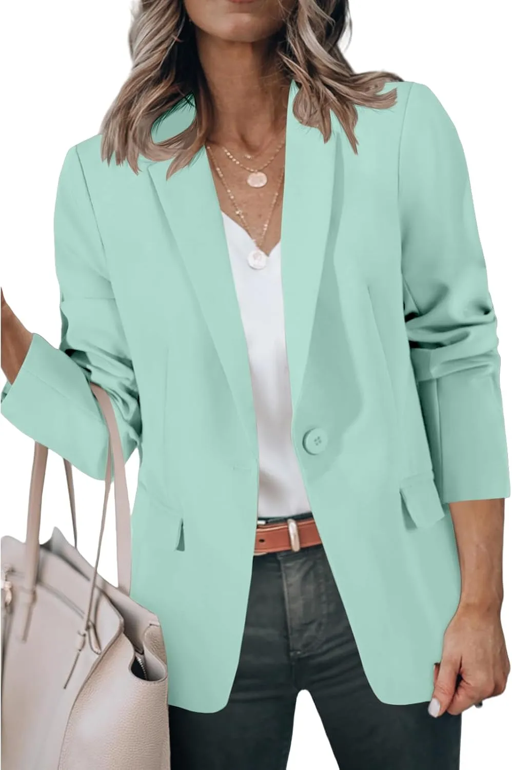 Womens Casual Blazers Open Front Long Sleeve Notch Lapel Blazers Work Blazer Jackets Business Outfits
