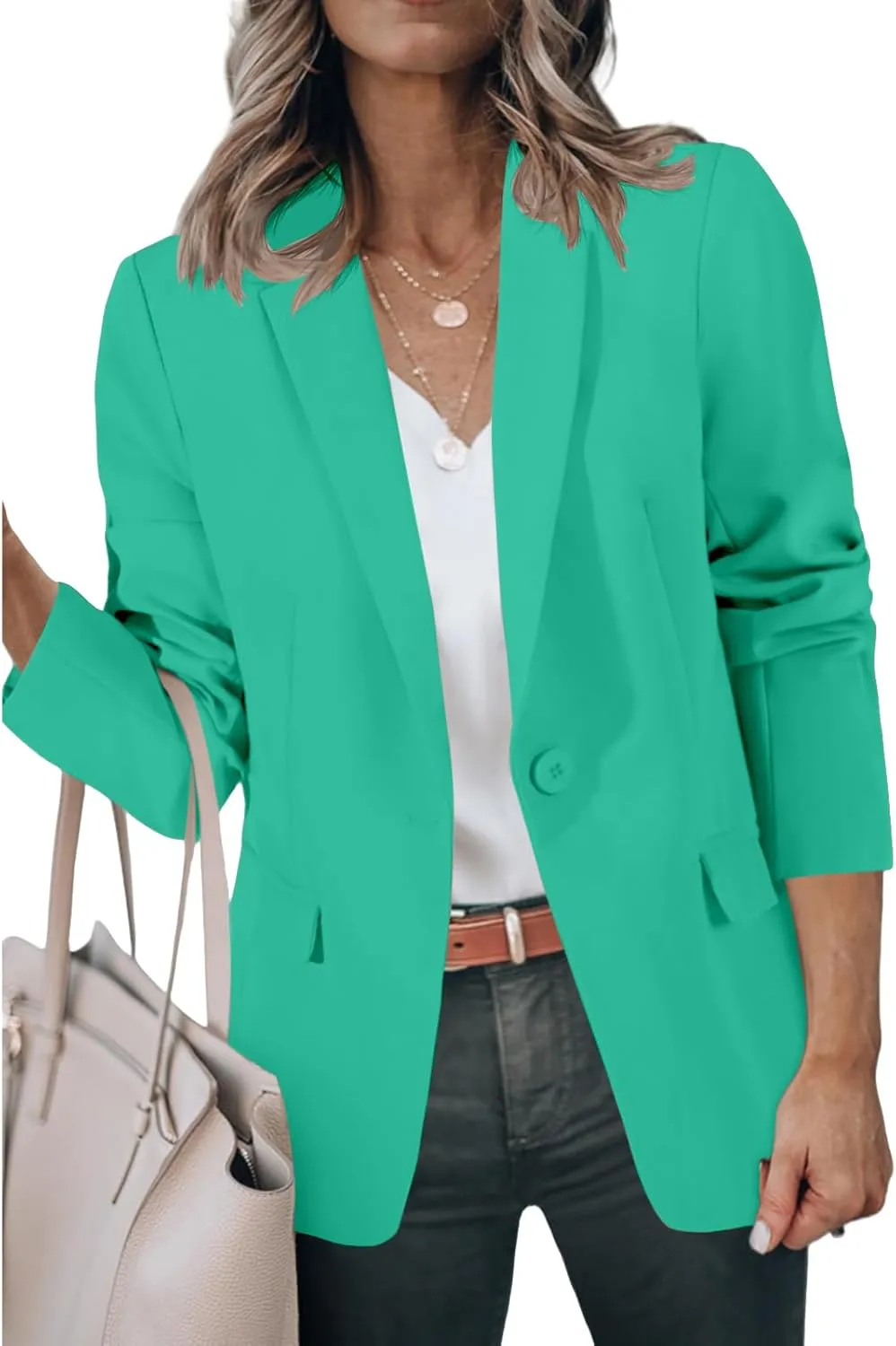 Womens Casual Blazers Open Front Long Sleeve Notch Lapel Blazers Work Blazer Jackets Business Outfits