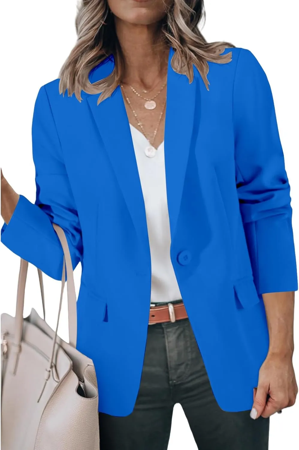 Womens Casual Blazers Open Front Long Sleeve Notch Lapel Blazers Work Blazer Jackets Business Outfits