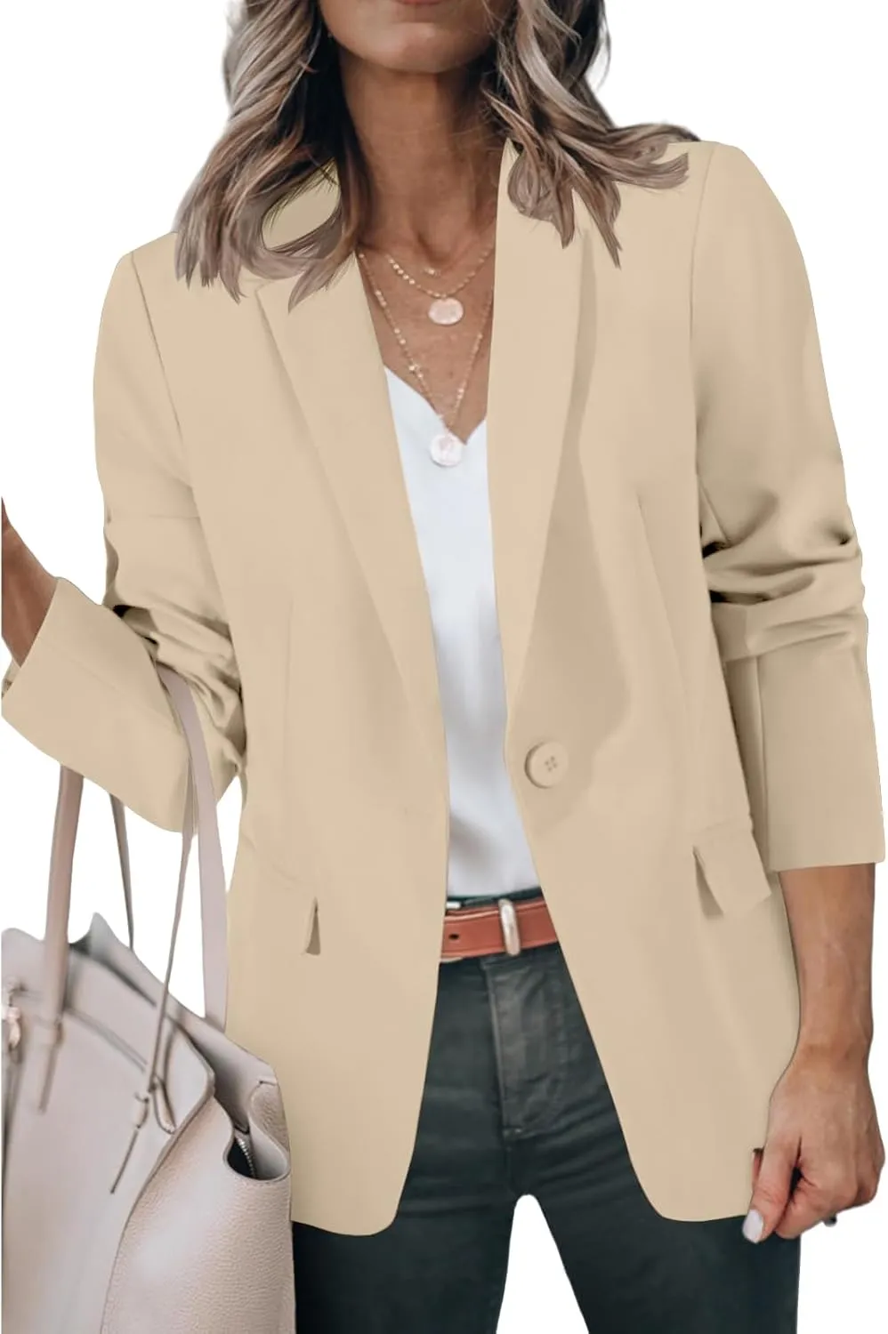 Womens Casual Blazers Open Front Long Sleeve Notch Lapel Blazers Work Blazer Jackets Business Outfits