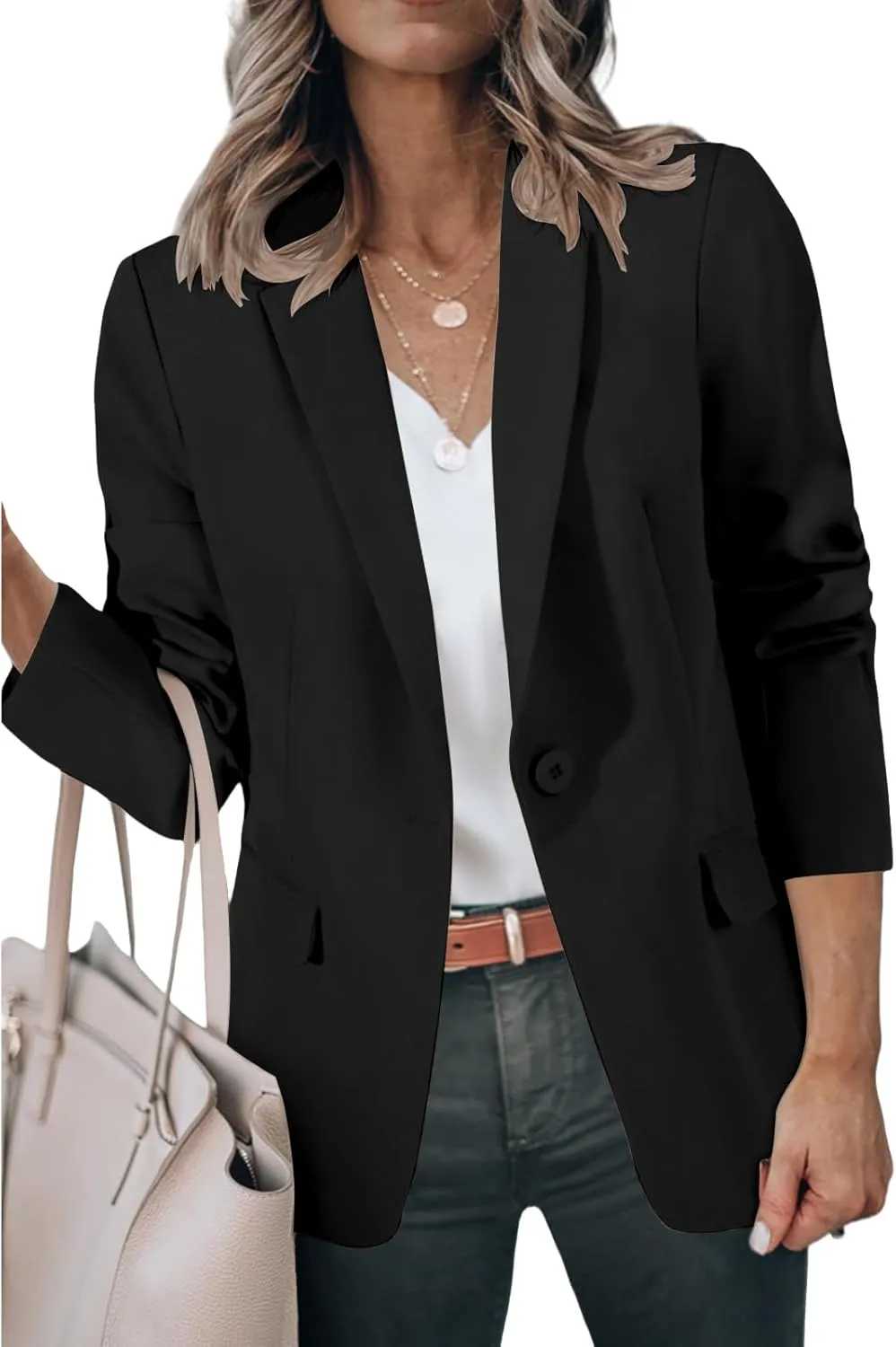 Womens Casual Blazers Open Front Long Sleeve Notch Lapel Blazers Work Blazer Jackets Business Outfits