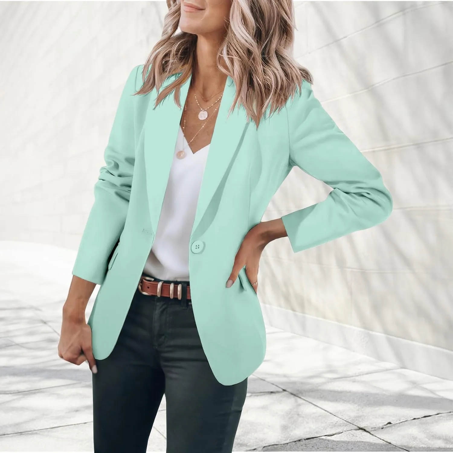 Womens Casual Blazers Open Front Long Sleeve Notch Lapel Blazers Work Blazer Jackets Business Outfits