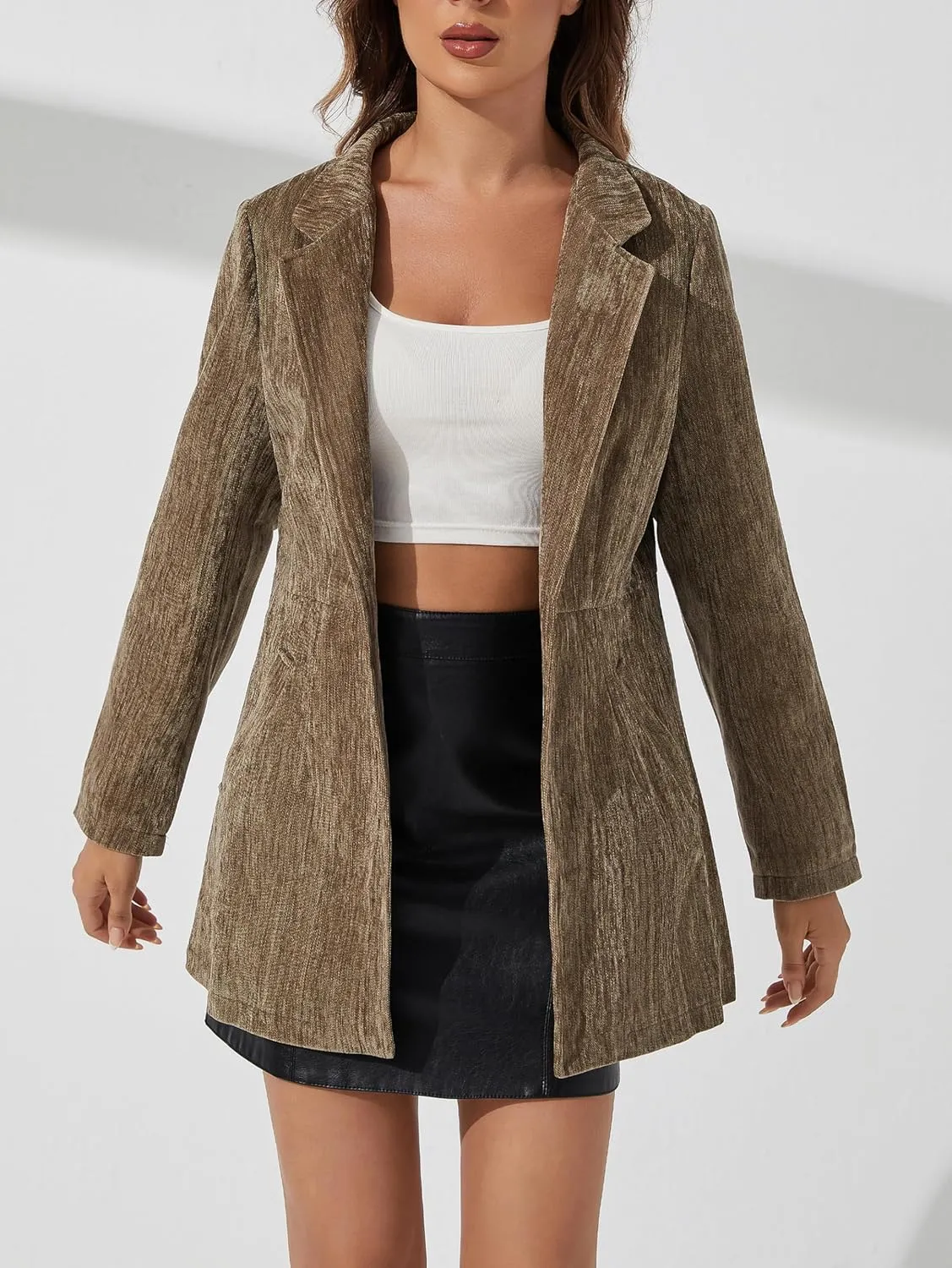 Womens Casual Blazers Open Front Long Sleeve Work Office Suit Jackets