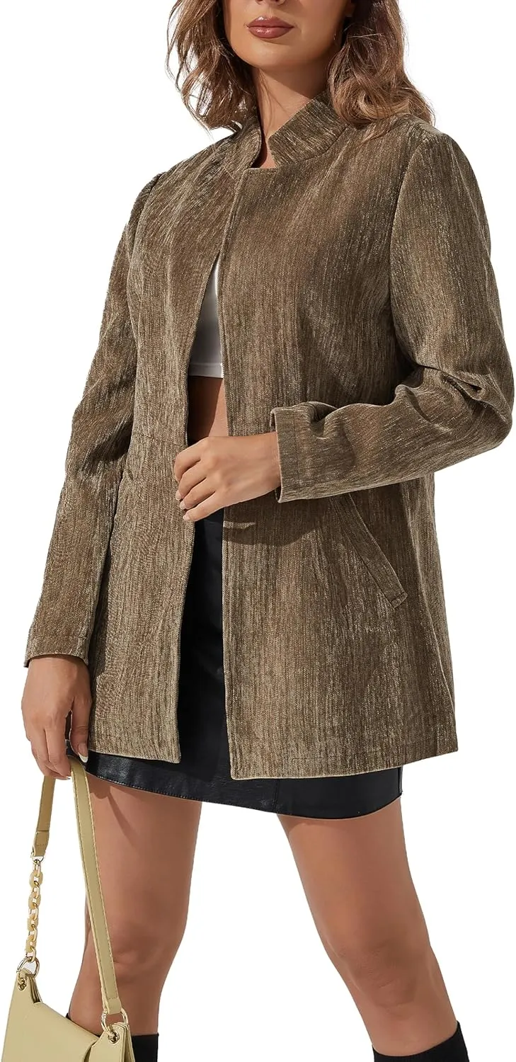 Womens Casual Blazers Open Front Long Sleeve Work Office Suit Jackets