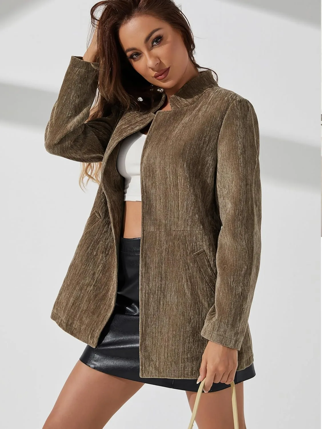 Womens Casual Blazers Open Front Long Sleeve Work Office Suit Jackets