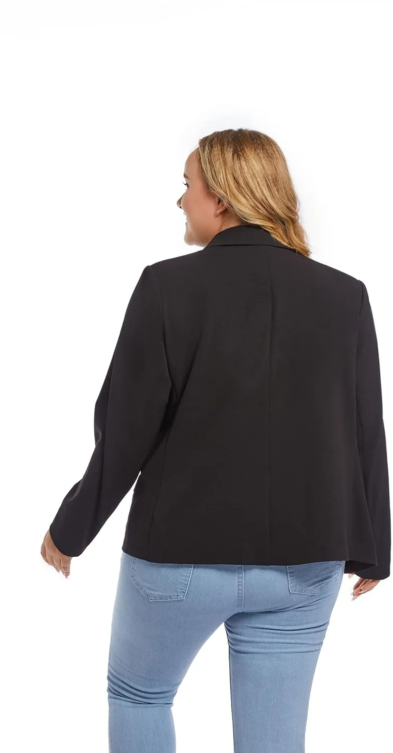 Womens Casual Blazers Plus Size Open Front Long Sleeve Work Office Jackets with Pockets