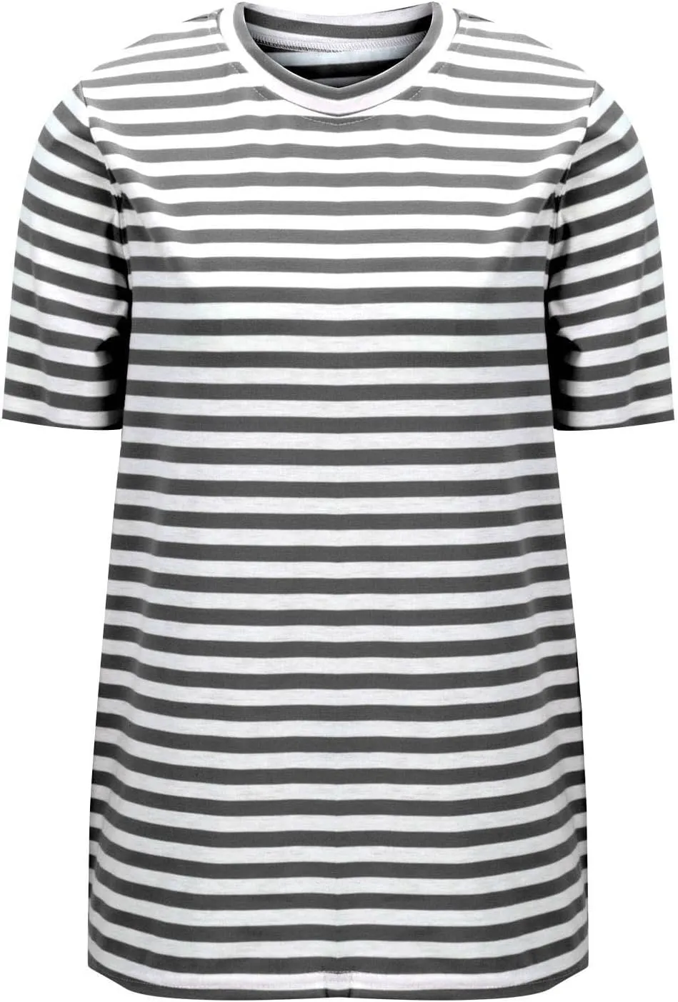 Women's Casual Short Sleeve Shirts Stripe Crew Neck Tees 2025 Summer Loose Tshirt Ladies Plus Size Blouse