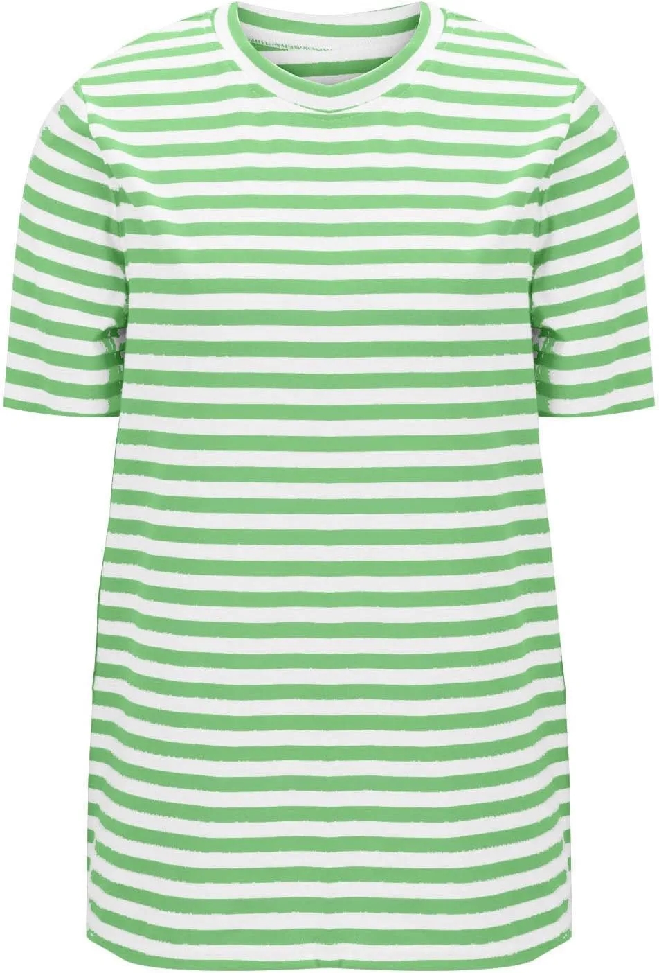 Women's Casual Short Sleeve Shirts Stripe Crew Neck Tees 2025 Summer Loose Tshirt Ladies Plus Size Blouse