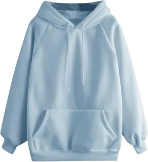 Womens Hoodies, Hoodies for Women Pullover Basic Solid Long Sleeve Crewneck Sweatshirts Teen Girls Oversized Hooded Y2k Top