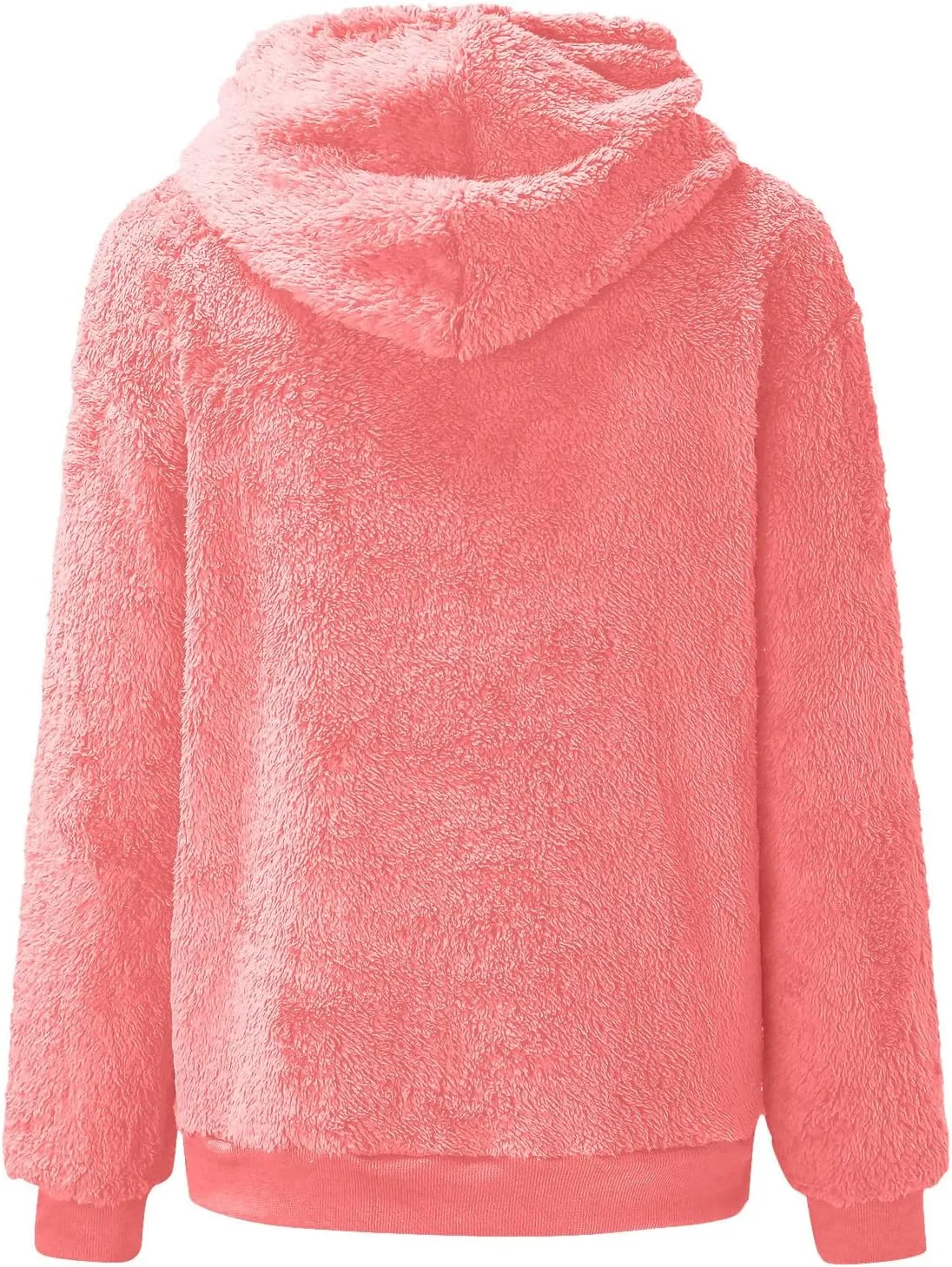 Womens Oversized Fuzzy Hoodie Winter Warm Sherpa Fleece Hooded Sweatshirts Cozy Zipper Fluffy Coat With Pockets