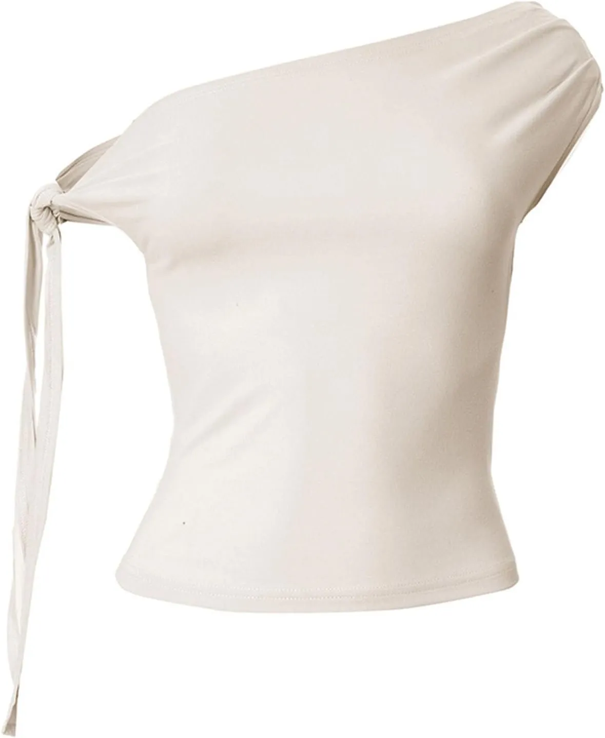 Women's Sexy Off Shoulder Tie-Up Tops, Summer Ruched Slim Fit Shirts Fashion Streetwear Y2K Solid Color Clothes