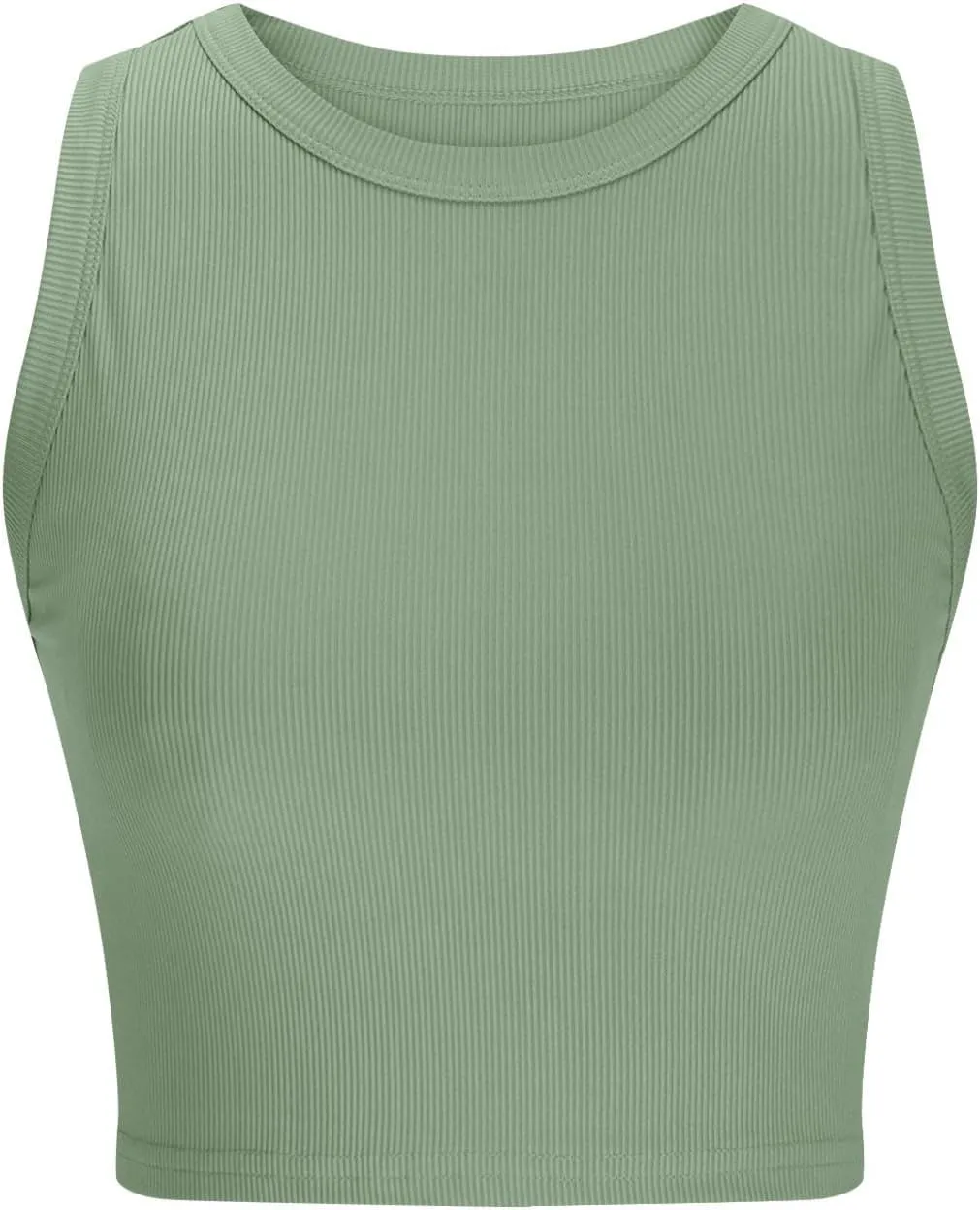 Womens Sleeveless Crewneck Tank Tops Yoga Workout Top Knit Ribbed Slim Fit Shirts Summer Casual Trendy Sports Clothes