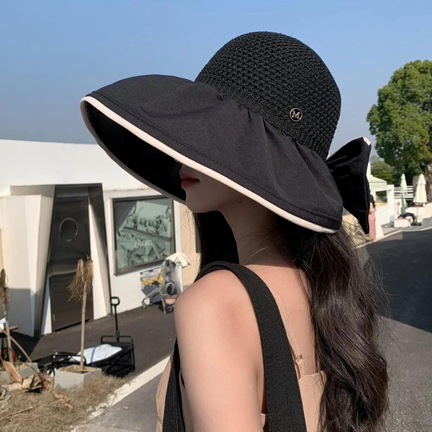 Women's Solid Colors Bucket Hat Wide Brim Mesh Breathable Sun Hats Beach Vacation Travel Visor Hat